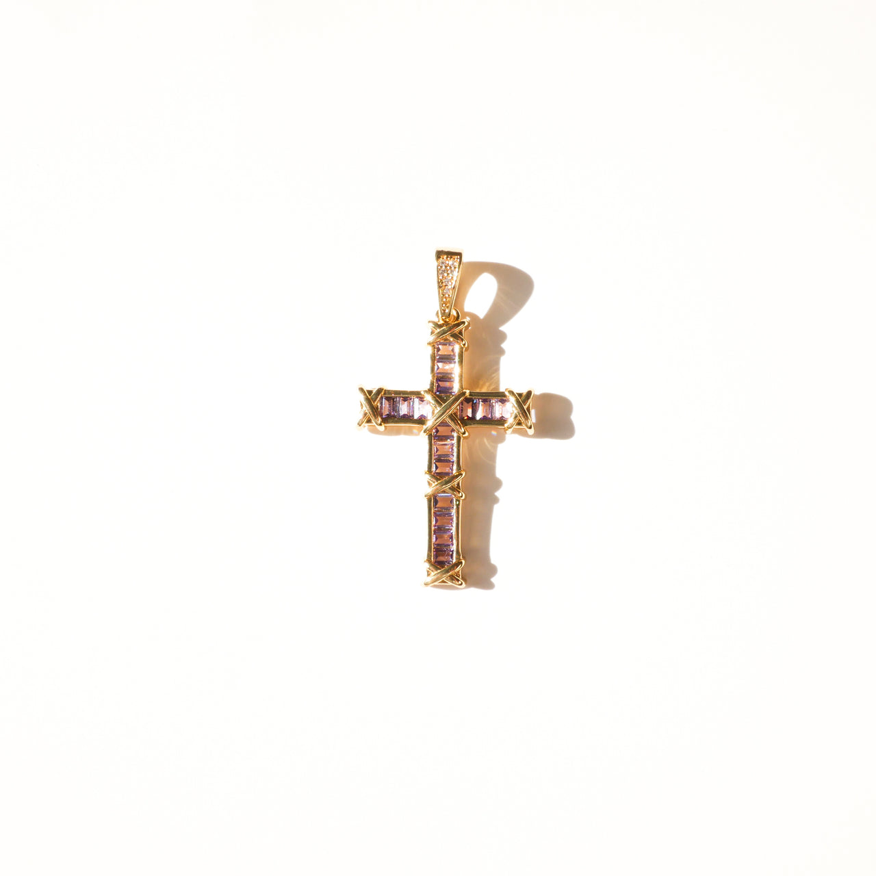 Lavender Crystal Cross Pendant