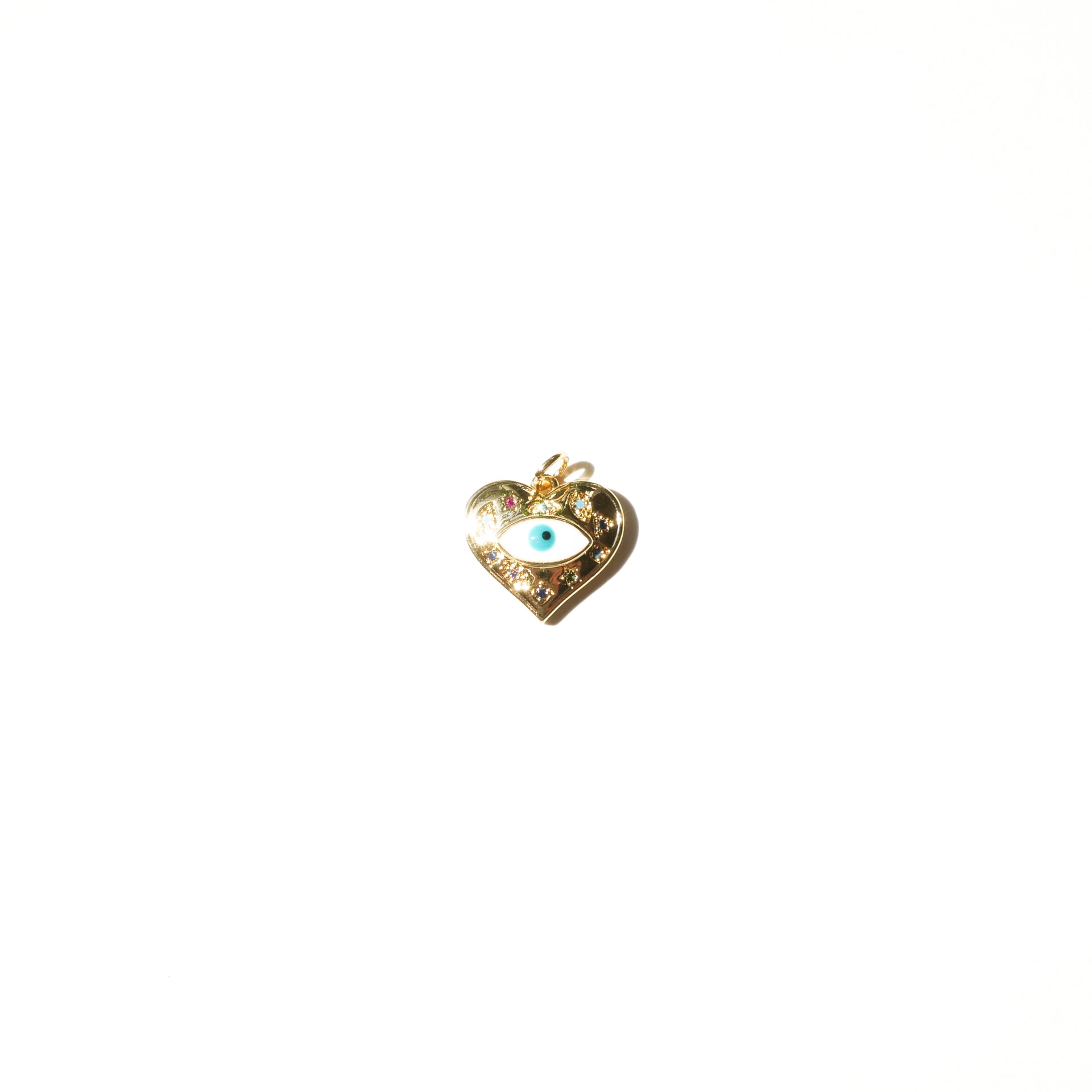 Evil Eye Heart Color CZ Mini Charm