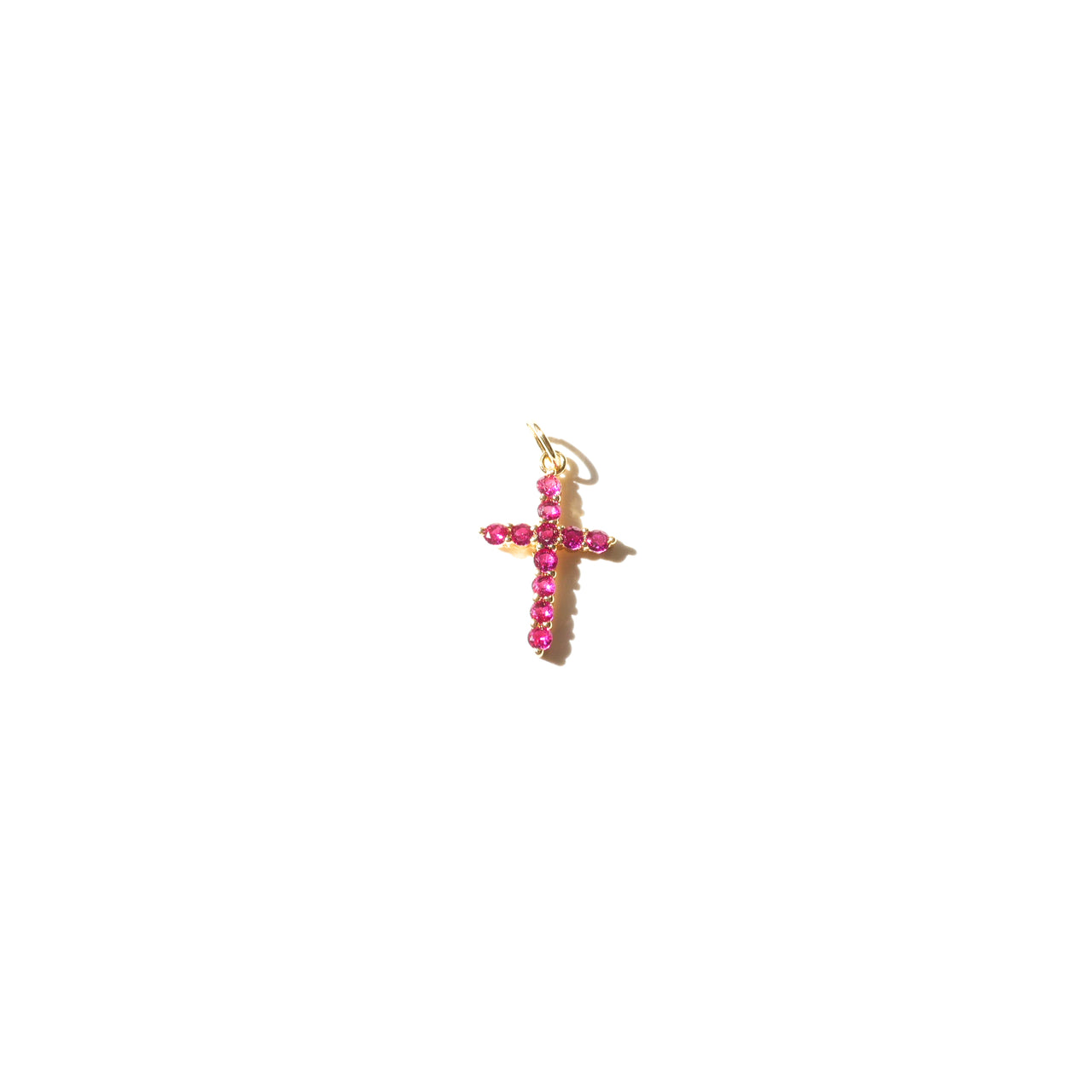 Grace Pink CZ Cross Mini Charm